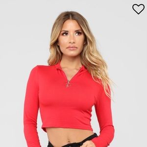Red Zip Up Crop Top